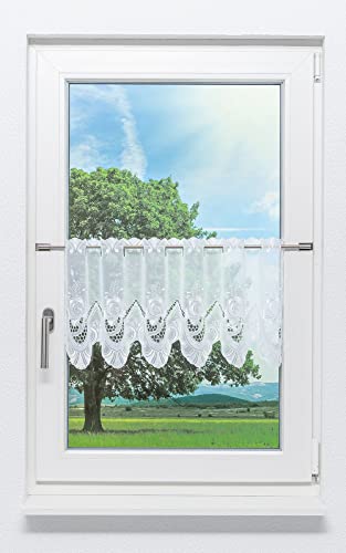Plauener Spitze Scheibengardine Röschen (Bx H) 129,6cm * 35cm weiß/Weiß von Plauener Spitze