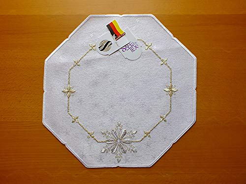 Plauener Spitze Stickdeckchen Schneekristall, 29 x 29 cm achteckig von Plauener Spitze