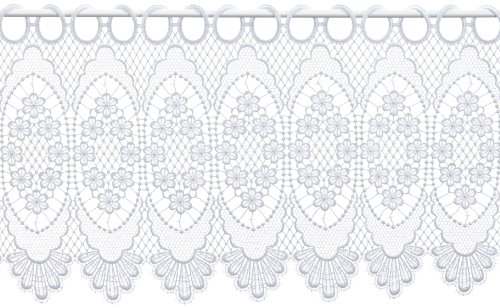 Plauener Spitze by Modespitze, Store Bistro Gardine Scheibengardine mit Stangendurchzug, hochwertige Stickerei, Höhe 30 cm, Breite 176 cm, Weiß von Plauener Spitze