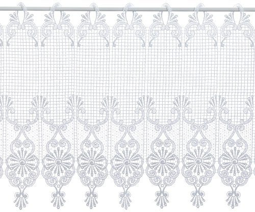 Plauener Spitze by Modespitze, Store Bistro Gardine Scheibengardine mit Stangendurchzug, hochwertige Stickerei, Höhe 45 cm, Breite 176 cm, Weiß Plauener Spitze by Modespitze, Store Bistro Gardine Scheibengardine mit Stangendurchzug, hochwertige Stickerei, Höhe 45 cm, Breite 176 cm, Weiß von Plauener Spitze