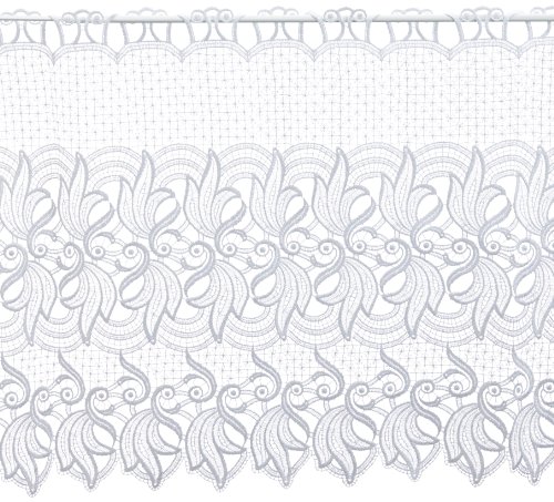 Plauener Spitze by Modespitze, Store Bistro Gardine Scheibengardine mit Stangendurchzug, hochwertige Stickerei, Höhe 60 cm, Breite 96 cm, Weiß Plauener Spitze by Modespitze, Store Bistro Gardine Scheibengardine mit Stangendurchzug, hochwertige Stickerei, Höhe 60 cm, Breite 96 cm, Weiß von Plauener Spitze