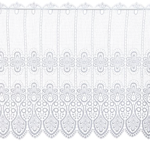 Plauener Spitze by Modespitze, Store Bistro Gardine Scheibengardine mit Stangendurchzug, hochwertige Stickerei, Höhe 62 cm, Breite 112 cm, Weiß Plauener Spitze by Modespitze, Store Bistro Gardine Scheibengardine mit Stangendurchzug, hochwertige Stickerei, Höhe 62 cm, Breite 112 cm, Weiß von Plauener Spitze