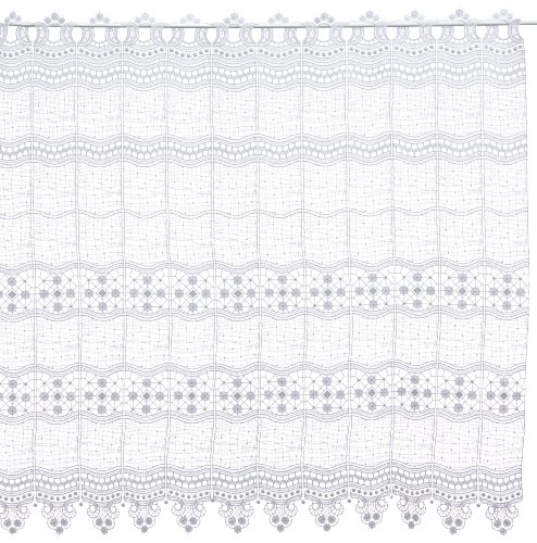 Plauener Spitze by Modespitze, Store Bistro Gardine Scheibengardine mit Stangendurchzug, hochwertige Stickerei, Höhe 90 cm, Breite 96 cm, Weiß von Plauener Spitze