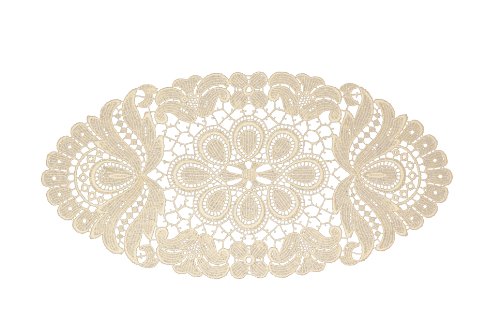 Plauener Spitze Kleine Tischdecke Original No. 67952_e_1530 - Design Plauen, Gr. 15 x 30 cm oval, Farbe Champagner, in Handstickerei komplettiert, Bio-Baumwolle Plauener Spitze Kleine Tischdecke Original No. 67952_e_1530 - Design Plauen, Gr. 15 x 30 cm oval, Farbe Champagner, in Handstickerei komplettiert, Bio-Baumwolle von Plauener Spitze
