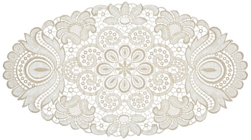 Plauener Spitze by Modespitze 67952 Design Plauen, Gre 25 x 45 cm oval, creme, Champagner von Plauener Spitze