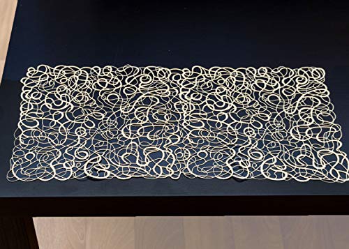 zartes Deckchen Tischläufer aus purer Spitze 23x46 cm (Sand) von Plauener Spitze