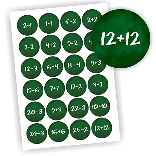 24 Aufkleber 1-24 Advent Adventskalender Zahlen Weihnachten Rechnen Mathe Grün 1 von Play-Too
