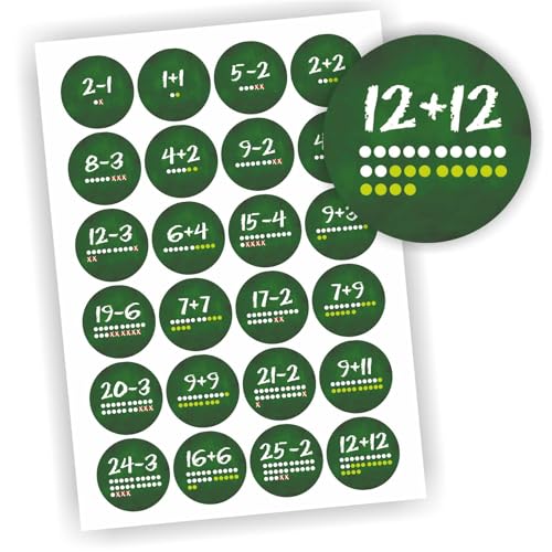 24 Aufkleber 1-24 Advent Adventskalender Zahlen Weihnachten Rechnen Mathe Grün 2 von Play-Too