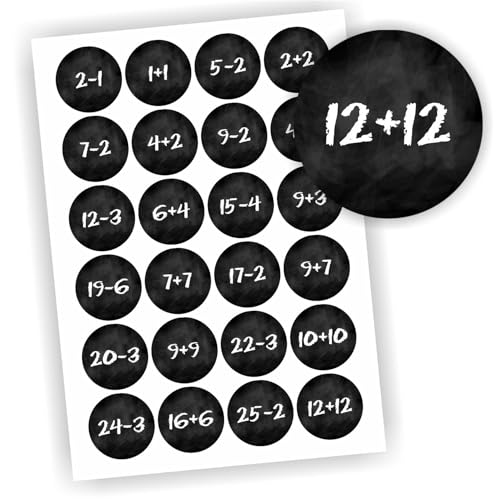 24 Aufkleber 1-24 Advent Adventskalender Zahlen Weihnachten Rechnen Mathe Schwarz Tafel 1 von Play-Too