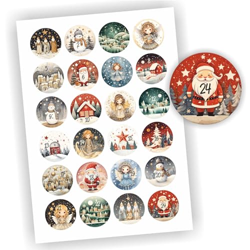 24 Aufkleber Adventskalender Zahlen Fest Weihnachten Aufkleber Sticker DIY Nordic von Play-Too