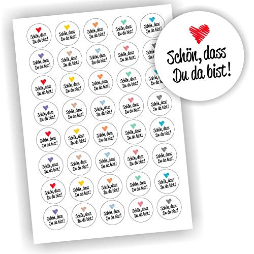 40 Aufkleber Weiß rund "Schön, dass Du da bist" Etikett Geschenk Geschenkaufkleber DIY 40 Aufkleber Weiß rund "Schön, dass Du da bist" Etikett Geschenk Geschenkaufkleber DIY von Play-Too