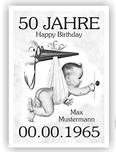 Play-Too Geburtstagsurkunde Urkunde zum Geburtstag Storch 18 20 30 40 50 60 von Play-Too