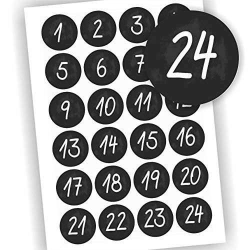Play-Too 24 Aufkleber Adventskalender Fest Weihnachten schwarz Tafel Aufkleber Sticker Zahlen #3 von Play-Too
