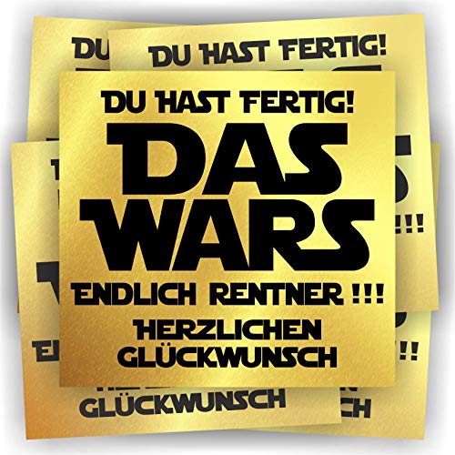 Play-Too 5 Aufkleber Das Wars Endlich Rentner Du hast Fertig Spruch Herzlichen Glückwunsch Etikett Flaschenetikett Play-Too 5 Aufkleber Das Wars Endlich Rentner Du hast Fertig Spruch Herzlichen Glückwunsch Etikett Flaschenetikett von Play-Too