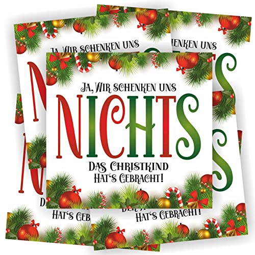 Play-Too 5 Aufkleber Flaschenetikett Etikett Fest Ja wir schenken Uns Nichts zu Weihnachten - das Christkind hat´s gebracht von Play-Too