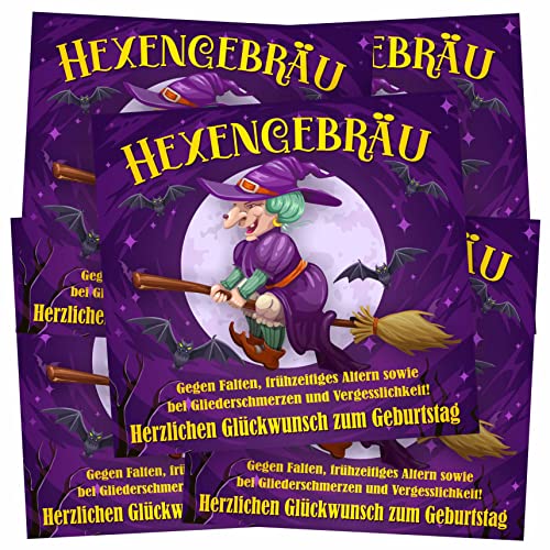 Play-Too 5 Aufkleber Herzlichen Glückwunsch zum Geburtstag Hexengebräu Etikett Flaschenetikett von Play-Too