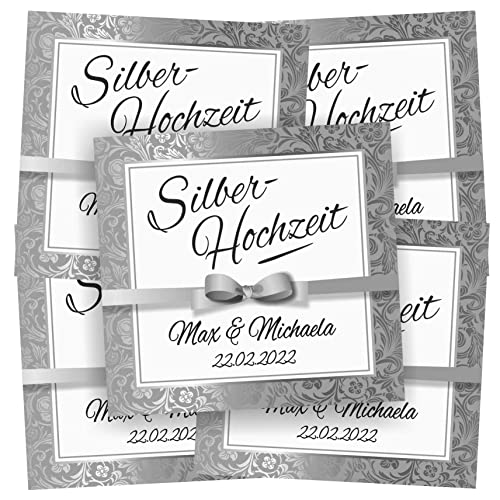 Play-Too 5 Aufkleber Etikett Flaschenetikett Silberhochzeit Hochzeit Fest personalisiert 25 Jahre Ehe Play-Too 5 Aufkleber Etikett Flaschenetikett Silberhochzeit Hochzeit Fest personalisiert 25 Jahre Ehe von Play-Too