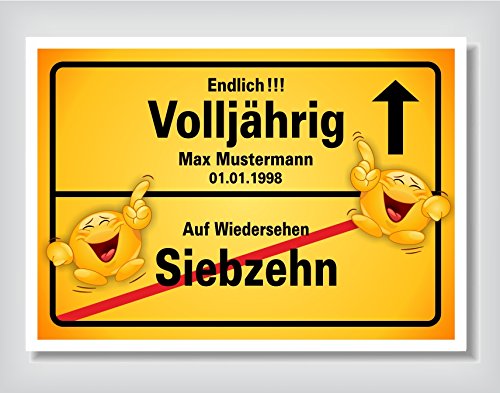 Play-Too Ortsschild Bild Geschenk Fest Geburtstag personalisiert 18 Volljährig Play-Too Ortsschild Bild Geschenk Fest Geburtstag personalisiert 18 Volljährig von Play-Too