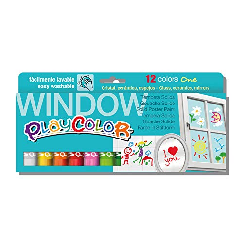 PLAYCOLOR 936010 Buntstiftkasten 12 feste Temperafarben WINDOW ONE X12 MULTICOLOR 12 Stück (1er Pack) von PlayColor