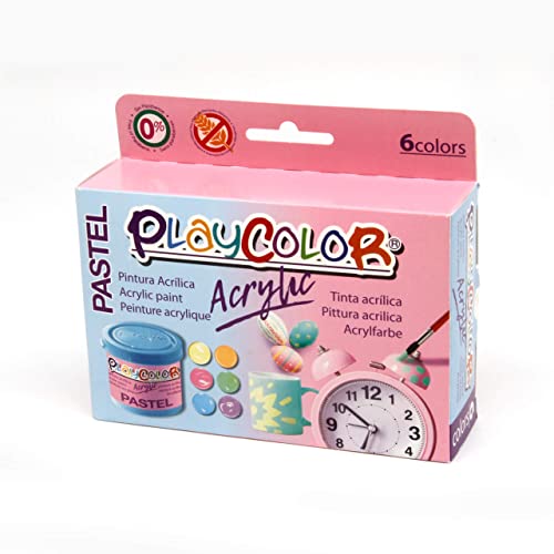 Playcolor Acrylic Pastel 40ml. x6 - Acrylfarbe mit Deckel - 20521 von PlayColor