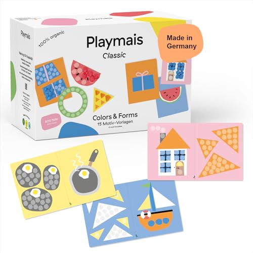 Playmais Classic Colors & Forms | 800 Teile | Bastelset | natürliches Spielzeug | inkl. Schwämmchen, Bastelmesser, 15 Motiv-Vorlagen | vegan, verantwortungsvoll & sicher | ab 3 Jahren von Playmais