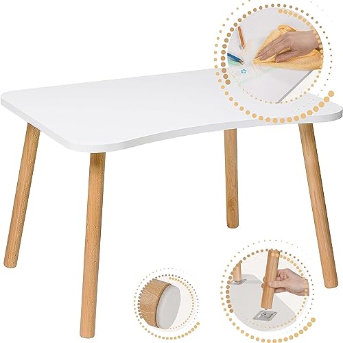 PlayPals Furniture Kindertisch aus Holz, Kinderzimmertisch, 52 x 70 cm, weiß, Selbstbau, hohe Qualität, natürliche Kindersitzmöbel, Kleinkindtisch - Kleiner Tisch von PlayPals Furniture