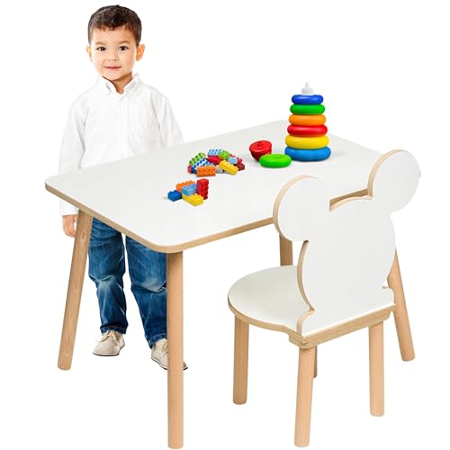 PlayPals Furniture Kindertisch & Stuhl Set – 50 x 70 x 47 cm Tisch & Kinderstuhl, kinderstuhl mit Tisch, Tisch und stühle Kinder Design | MDF & Holz von PlayPals Furniture