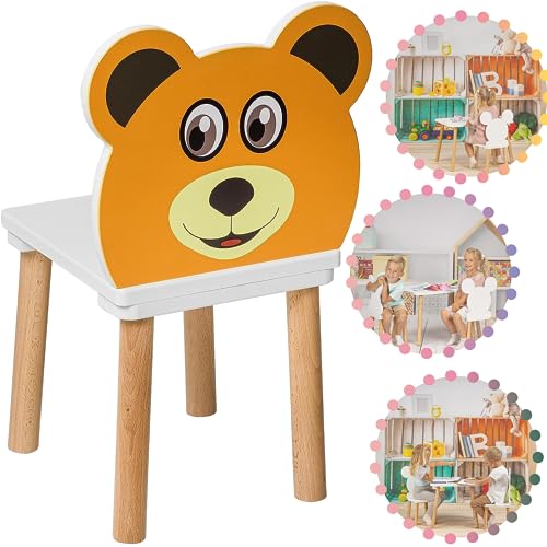 PlayPals Furniture Kleiner Holzstuhl für Kinder Kinderstuhl- Stühlchen- Sitzhocker,52 x 25 x 25 cm und Einer Sitzhöhe von 27 cm, für EIN 3,4,5,6,7 Jahre, natürliche Kindersitzmöbel von PlayPals Furniture