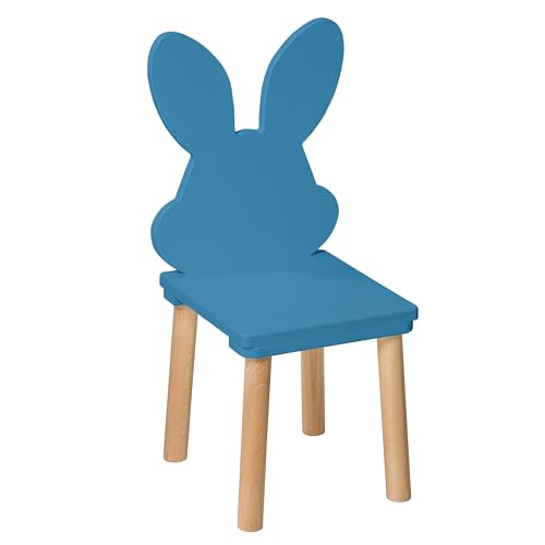 PlayPals Furniture kinderstuhl - holzstühle Kinder für EIN 2-7 Jahre, Toddler Chair - Kindersitzmöbel Stuhl, kindersessel kinderzimmer möbel Kaninchen blau von PlayPals Furniture