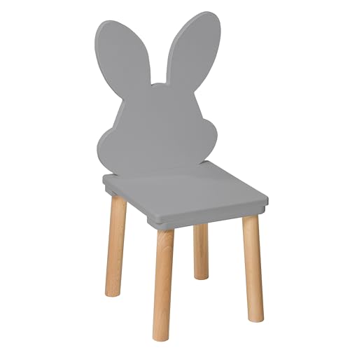 PlayPals Furniture kinderstuhl - holzstühle Kinder für EIN 2-7 Jahre, Toddler Chair - Kindersitzmöbel Stuhl, kindersessel kinderzimmer möbel Kaninchen grau von PlayPals Furniture