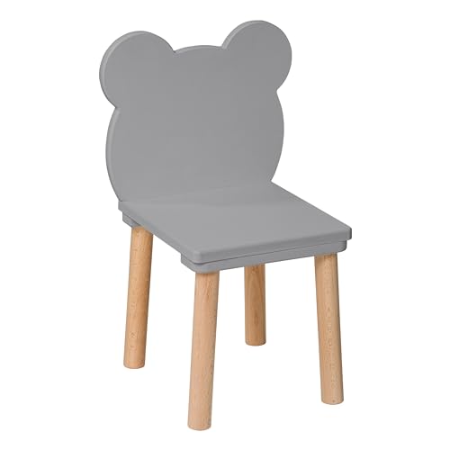 PlayPals Furniture kinderstuhl - holzstühle Kinder für EIN 2-7 Jahre, Toddler Chair - Kindersitzmöbel Stuhl, kindersessel kinderzimmer möbel grau Bär Bear von PlayPals Furniture