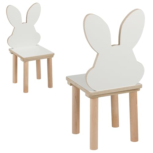 PlayPals Kinderstuhl Holz, Kinder Kids Chair, Holzstuhl Klein - Kaninchen, Kinderzimmer Möbel 60x 32x 32cm cm und Einer Sitzhöhe von 27 cm von PlayPals Furniture