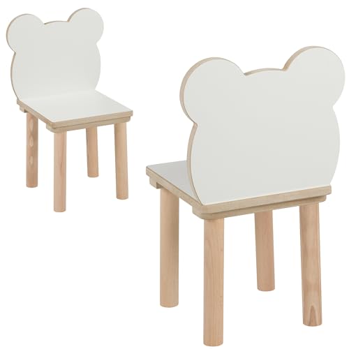 PlayPals Kinderstuhl Holz, Kinder Kids Chair, Holzstuhl Klein - teddybär, Kinderzimmer Möbel 52x 32x 32cm cm und Einer Sitzhöhe von 27 cm von PlayPals Furniture