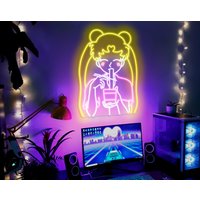 Niedliche Anime Bright Neon Light Moon Led Dekor Wohndekoration Custom Wand Dekor Japan Mond Mädchen Schild Personalisiertes Haus Geschenk von PlayPath
