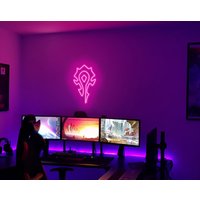 Warcraft Neon Sign Led Dekor Wow Gaming Custom Horde Zeichen Dekoration Gamer Streaming Wanddekoration Sigh Geschenk Personalisiert von PlayPath