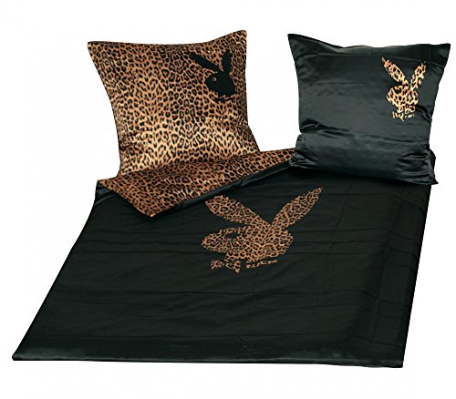 Playboy Bettwäsche Leopard Braun 135x200 Polyester Bettbezug Bettdecke Garnitur braun schwarz von Playboy