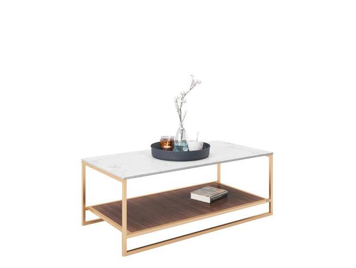 Playboy COUCHTISCH PLAYBOY, Weiß, Nussbaum, Gold, Marmoroptik, rechteckig, eckig, 60x45x120 cm, Wohnzimmer, Wohnzimmertische, Couchtische, Couchtische von Playboy