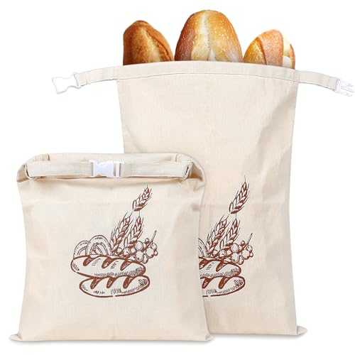 Playexen 2 Stück 44 * 32,5cm Brotbeutel mit Bienenwachstuch Innenfutter Wiederverwendbare Brottüten Brot Obst Gemüse Brotbeutel Aufbewahrung mit Frischhalten Gefriersicher für Brötchen&Großeinkäufe von Playexen