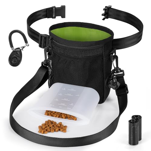 Leckerlitasche für Hunde Set mit Hundeleckerlis InnenTasche in Silikon Trainingsklicker und Hundekotbeutelspender Gürteltasche für Hundefutter Aufbewahrung für Hunde Training Gassi Gehen Reise von Playexen