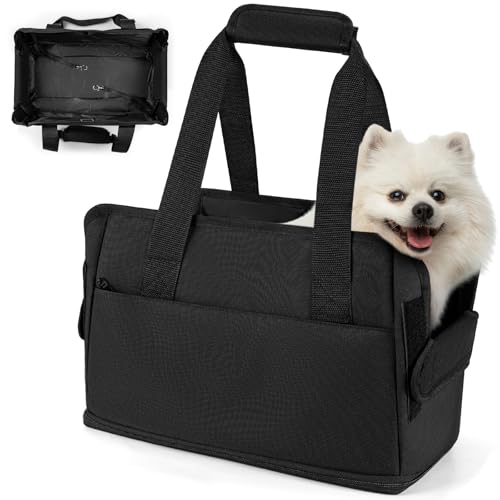 Tragetasche für kleine Hunde Kaninchen Katze Transporttasche Katze Reisetasche Faltbar Hundetasche für Kleine Hunde 6KG Höhenverstellbar Kofferraum Oxford Wasserdicht Hundetragetasche 40 * 26 * 20CM von Playexen