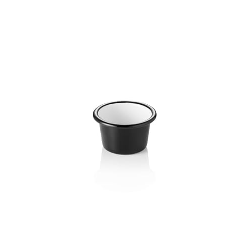 20x Dipschale GRACE, Ø 8 cm, 80 ml, Emaille, weiß schwarz von Playflip