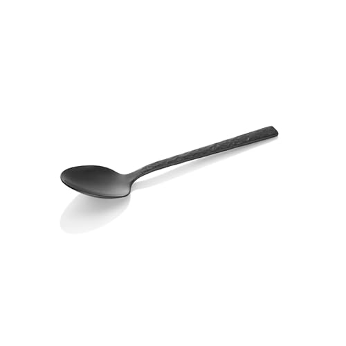 24x Kaffeelöffel SLATE, 14 cm, mit schwarzer PVD Beschichtung, Oberfläche in Schiefer-Optik, Chromnickelstahl 18/10 von Playflip