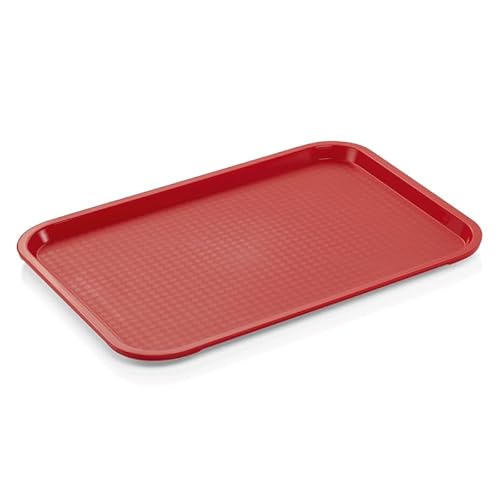 30x Gastro Tablett rot stapelbar 35 x 27 x 2 cm Serviertablett Polypropylen von Playflip