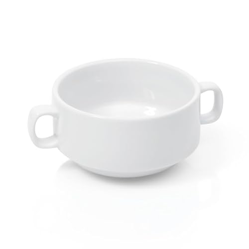 30x Suppentasse mit Henkelgriffen 260 ml, weiß, Porzellan von Playflip