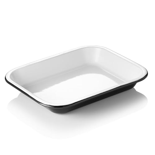 8x Schale GRACE, 28 x 23 x 4,5 cm, 1,9 ltr., Emaille, weiß schwarz von Playflip
