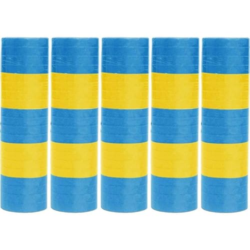 Luftschlangen Papier bunt Party Deko Geburtstag Hochzeit Set holografisch, Stück:5 Stück, Luftschlangen:Blau Gelb gestreift von Playflip