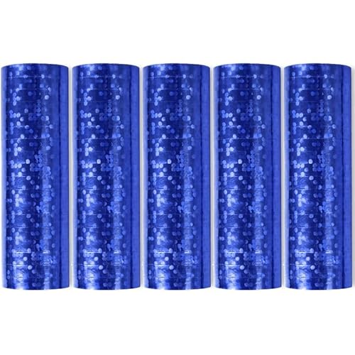 Luftschlangen Papier bunt Party Deko Geburtstag Hochzeit Set holografisch, Stück:5 Stück, Luftschlangen:Blau holografisch metallic von Playflip