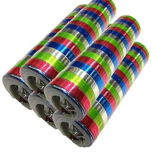 Luftschlangen Papier bunt Party Deko Geburtstag Hochzeit Set holografisch, Stück:5 Stück, Luftschlangen:Bunt Metallic von Playflip