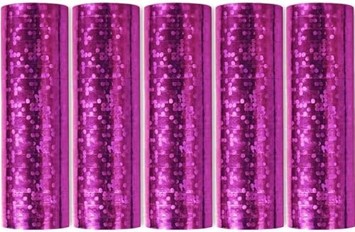 Luftschlangen Papier bunt Party Deko Geburtstag Hochzeit Set holografisch, Stück:5 Stück, Luftschlangen:Pink holografisch metallic von Playflip