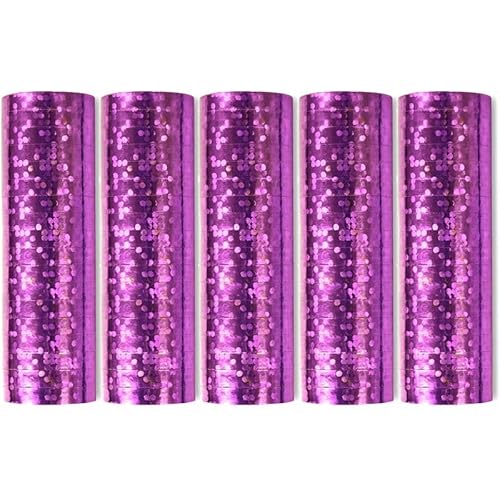 Luftschlangen Papier bunt Party Deko Geburtstag Hochzeit Set holografisch, Stück:5 Stück, Luftschlangen:Rosa holografisch metallic von Playflip